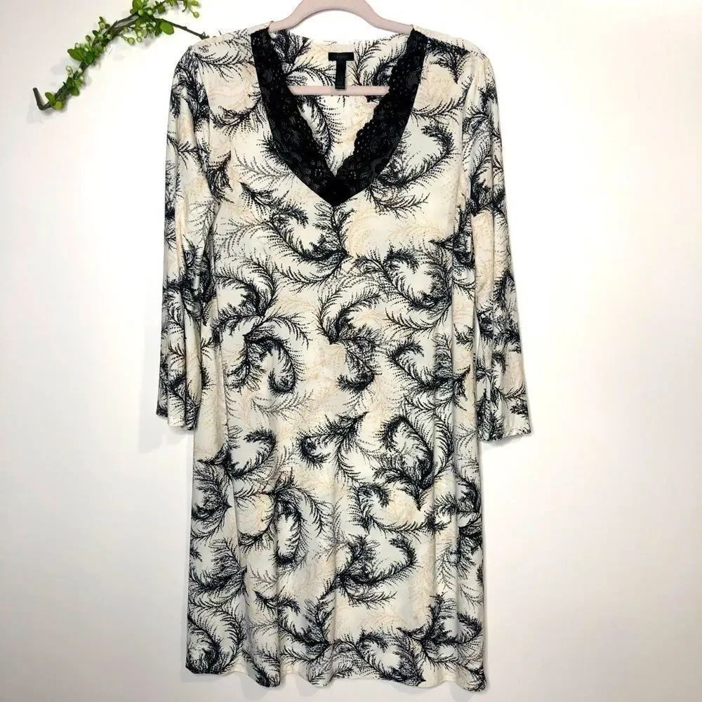 Soma Nightgown Dress Black Lace Feather